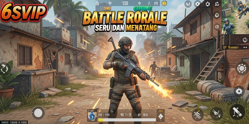 Tangkapan layar gameplay <strong>6SVIP</strong> yang menampilkan aksi Battle Royale yang mendebarkan.