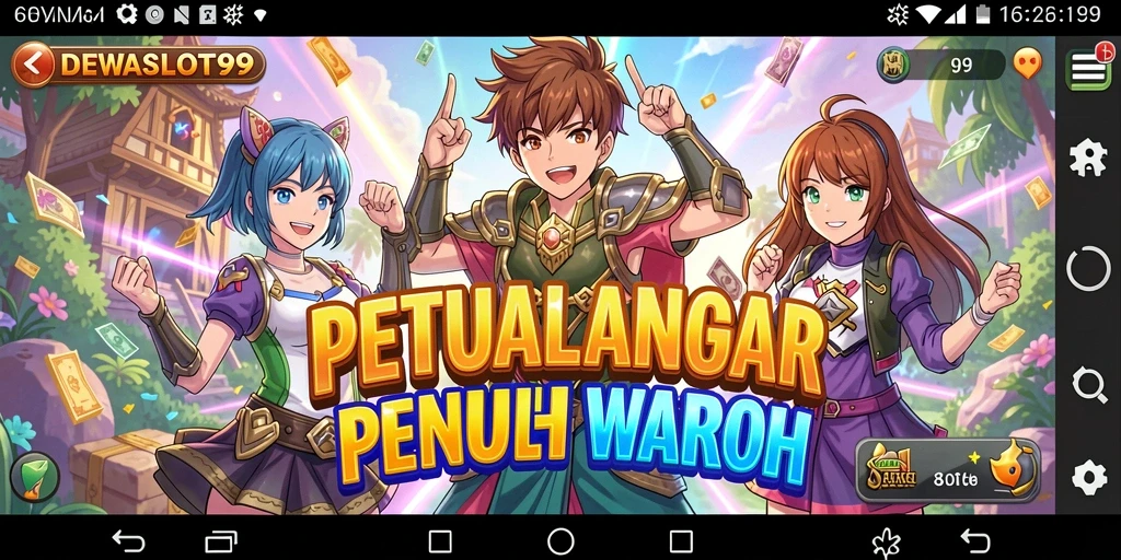 Screenshot utama DEWASLOT99 menampilkan karakter Anime dalam petualangan seru.