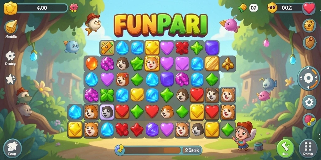 Screenshot gameplay FUNPARI yang memikat dalam genre Match-3.