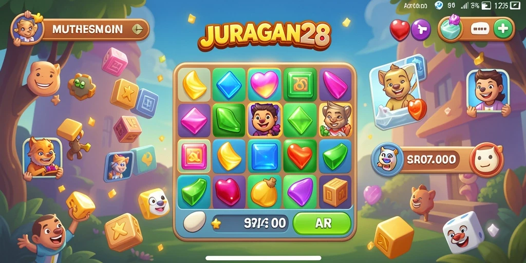 Tampilan screenshot JURAGAN28 yang menunjukkan aksi gameplay Match-3.
