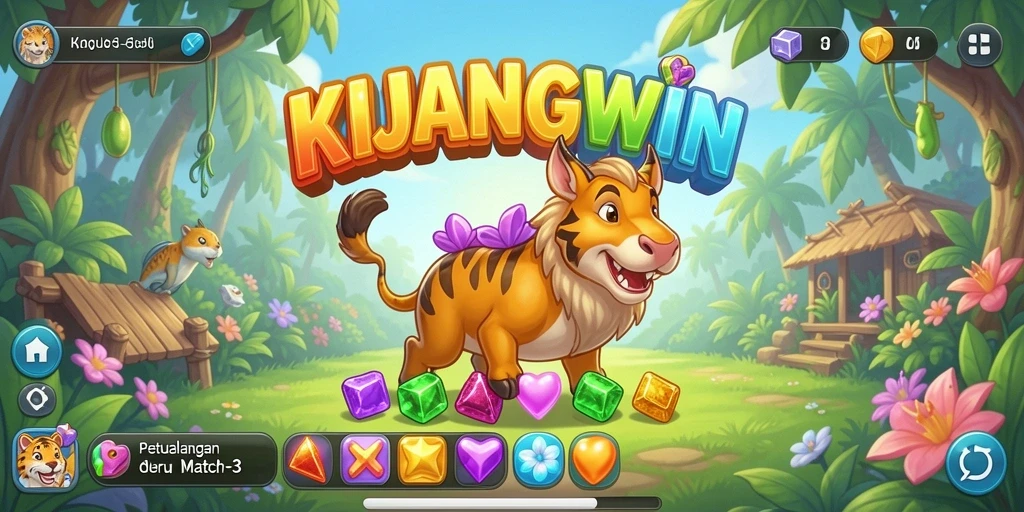 Tangkapan layar KIJANGWIN menampilkan gameplay Match-3 yang seru.