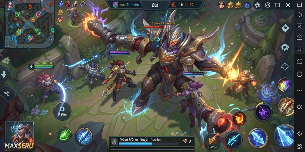 Screenshot gameplay menampilkan aksi seru dalam pertandingan MOBA.