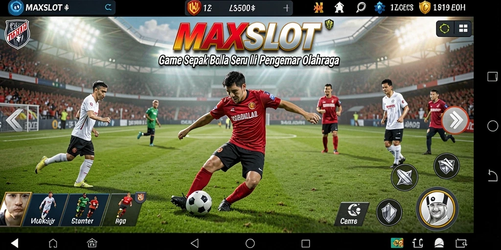Tampilan gameplay menarik dari <strong>MAXSLOT</strong> menampilkan aksi sepak bola yang mendebarkan.