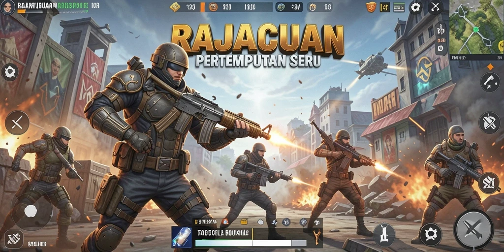 Tampilan gameplay seru dalam RAJACUAN yang menegangkan.