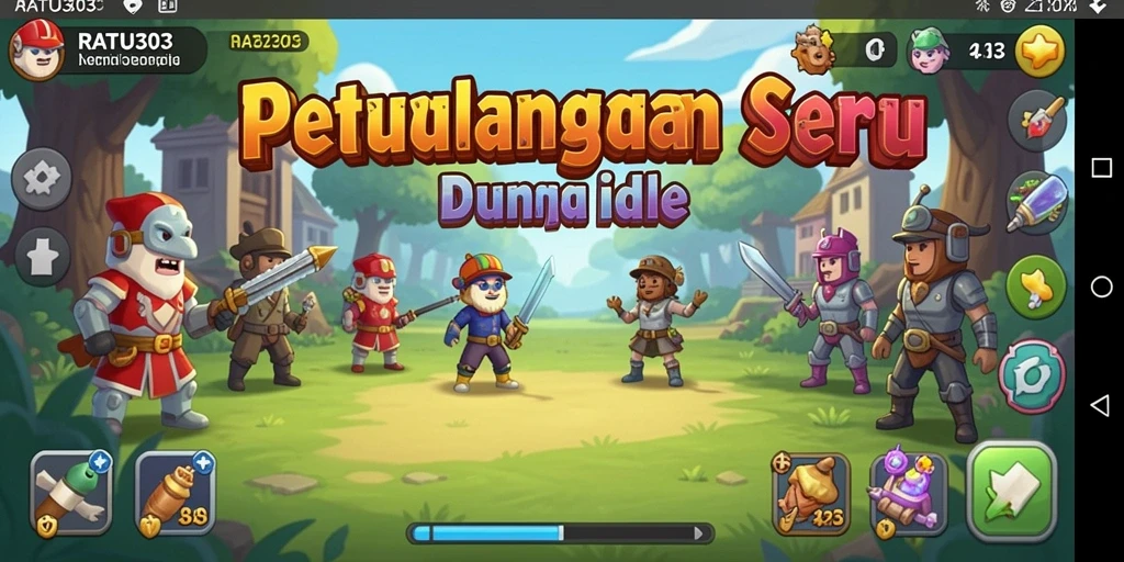 Screenshot utama RATU303 menampilkan karakter dalam gameplay Idle yang seru.
