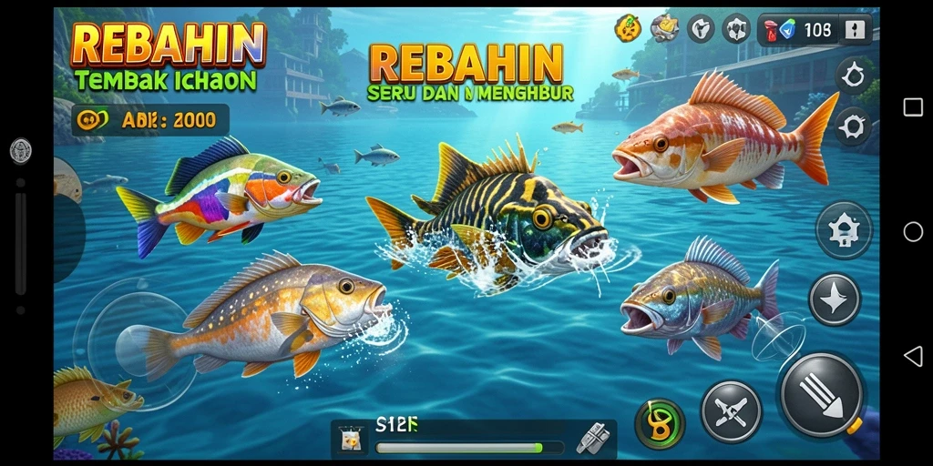 Tampilan gameplay seru Tembak Ikan di REBAHIN.