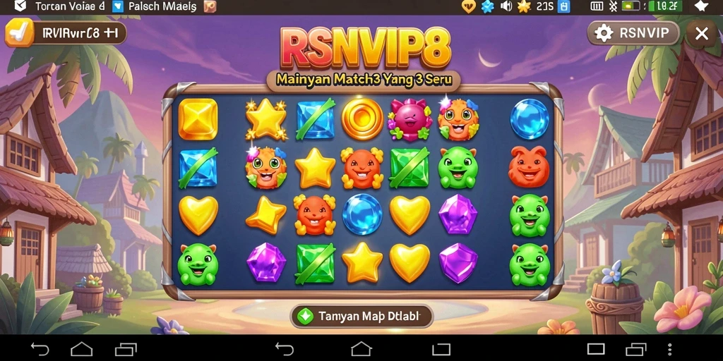 Penggambaran gameplay seru dalam game Match-3.