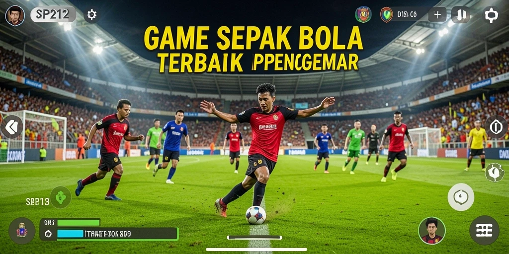Tampilan menarik dari gameplay SP212 yang menggambarkan aksi sepak bola.