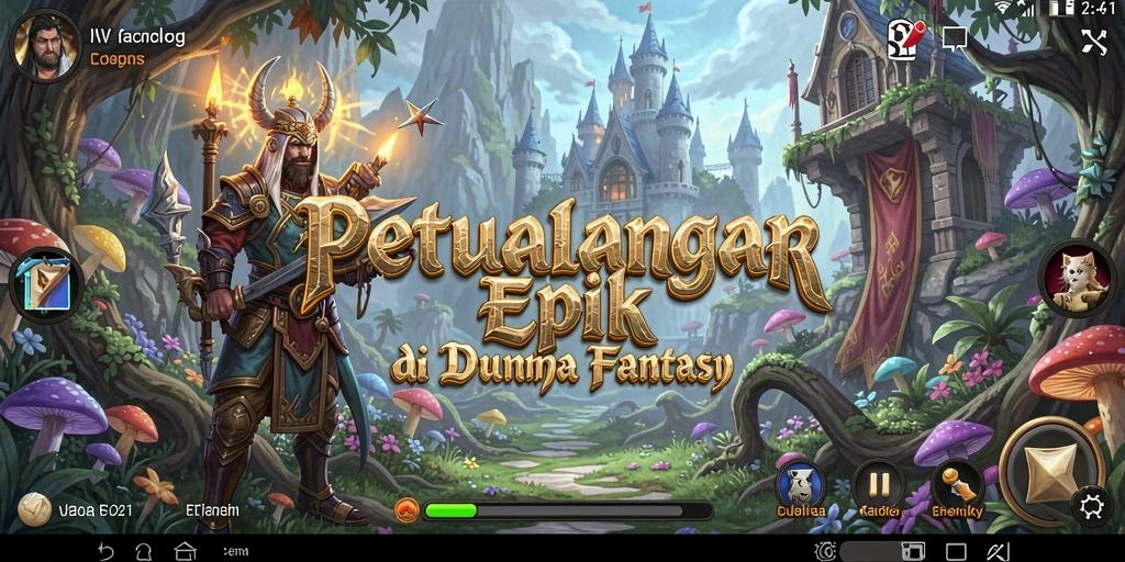 Screenshot menunjukkan karakter utama dalam pertempuran seru di dunia RPG.