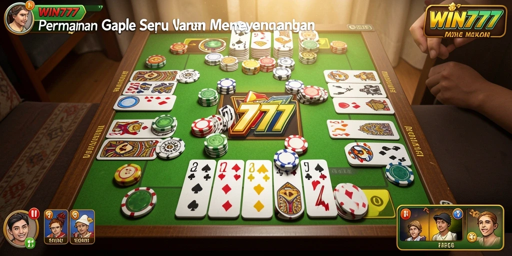 Tampilan gameplay WIN777 yang seru dan menarik dalam permainan Gaple.